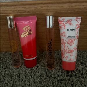 Yes Merci and Floral Perfume and Lotion Set - Pink and Red